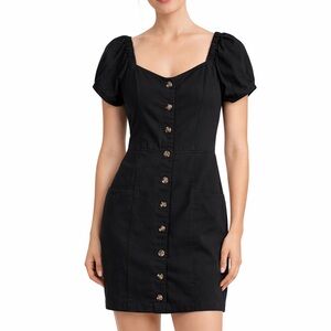 Madewell Black Puff Sleeve Mini Dress
